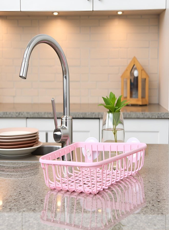 Labriciyon 2Pcs Pink Multifunctional Drain Rack,Hanging Storage Rack Drain Rack Sink Shelf Suction Cup Dishwashing Soap Sponge Holder for Kitchen Accessories Racks and Holders, Dish Racks - Image 3